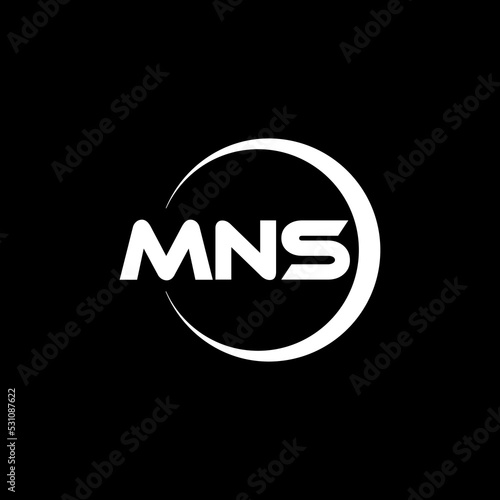 MNS letter logo design with black background in illustrator, cube logo, vector logo, modern alphabet font overlap style. calligraphy designs for logo, Poster, Invitation, etc. photo