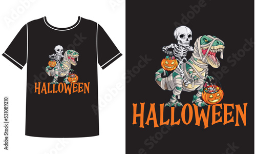 Fototapeta Naklejka Na Ścianę i Meble -  Halloween skull t shirt design concept