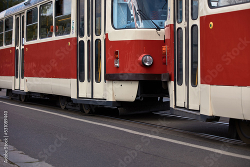 Tram public transportation in Praha, Czech republic.