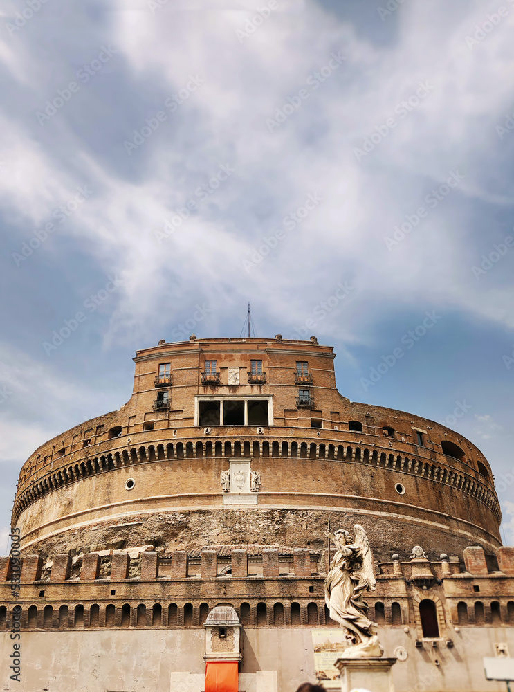 Saint Angel Castle over the Tiber river in Rome, Italy