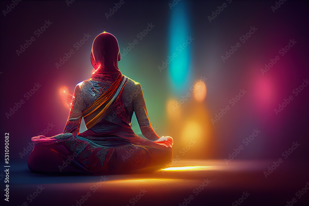 Sound healing therapy and meditation ,uses aspects of music to improve health and well being. Find out which sound therapy instruments can help your meditation and relaxation at home 3D illustration
 - obrazy, fototapety, plakaty 