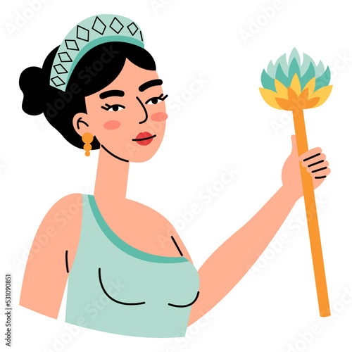 Greek mythology concept. Goddess Hera - the queen of the gods, the goddess of marriage, women and marital harmony.