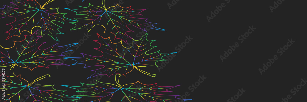 Abstract black background with colorful leaves Abstract black background with colorful leaves