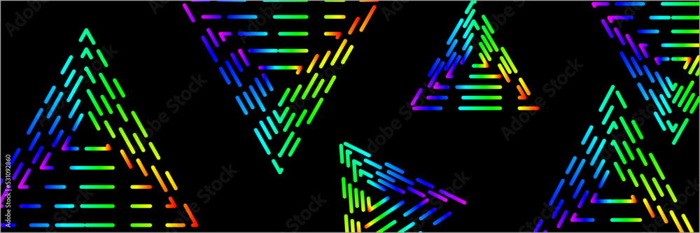 Abstract black background with colorful triangle