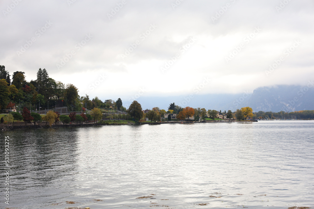 View of Landscape near the river in Lucerne, Switzerland View of Landscape near the river in Lucerne, Switzerland