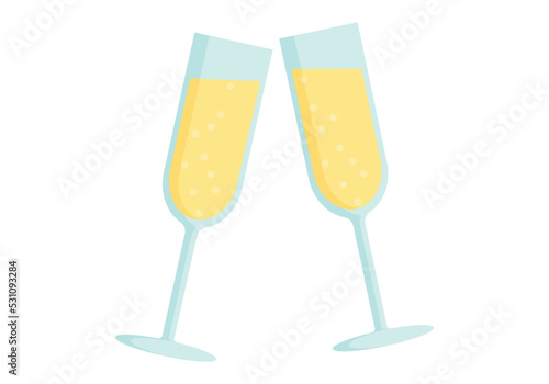 Two glasses of champagne. Vector illustration.