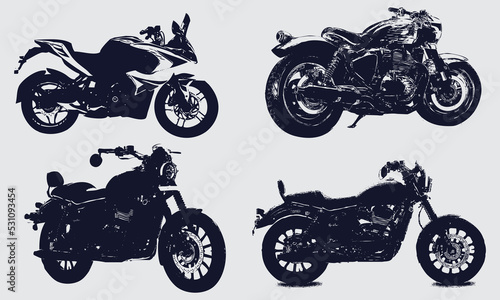 set of motorcycles
