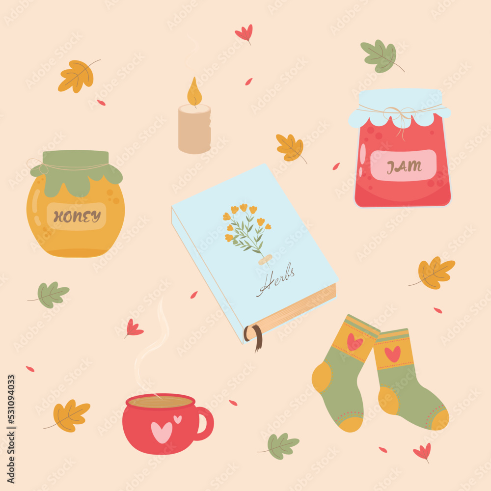 set of cozy icons or items set of cozy icons or items