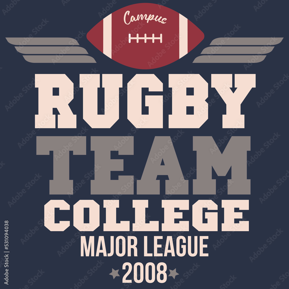 Obraz premium Rugby ball logo for t-shirt branding design