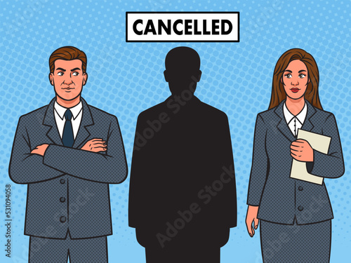 canceled person pinup pop art retro vector illustration. Comic book style imitation.