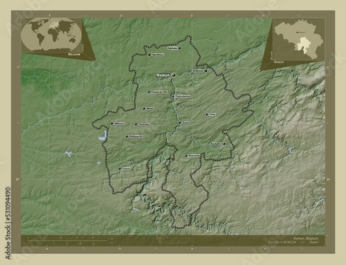 Namur, Belgium. Labelled points of cities photo