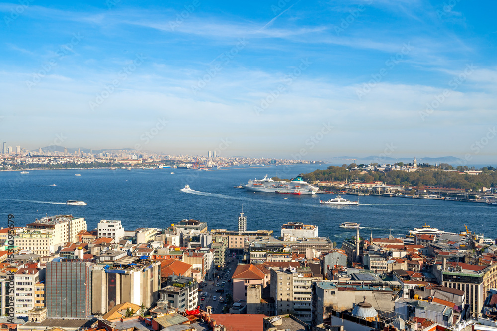 Aerial view of Istanbul historical district on sunny day