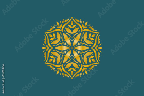 Motif Gold Geometric Mandala Flower Ornament Design Luxury for Business Ethnic. 