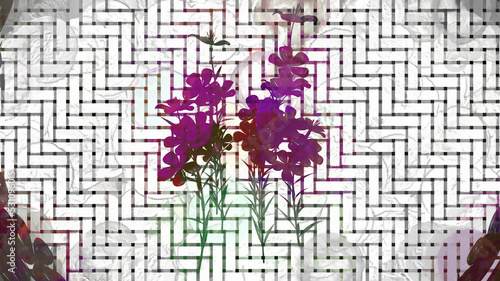 Botanical Grid Art Flowers Digital Rendering