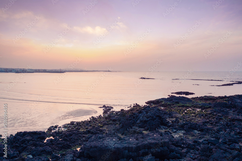 Beautiful sea in various time zones of Jeju Island, South Korea Beautiful sea in various time zones of Jeju Island, South Korea