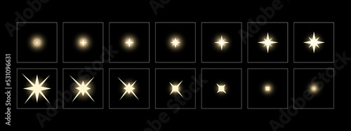 Colorful shine light FX. Shine effect sprite sheet for animation and motion design.