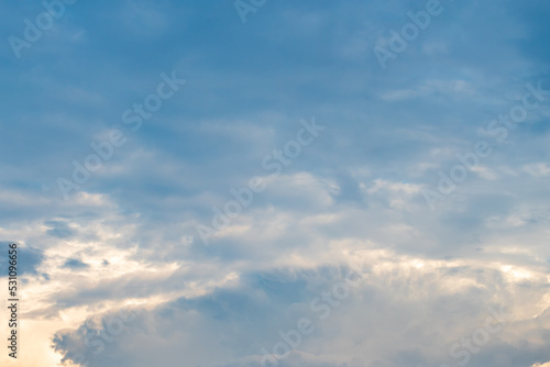 Blue sky with white clouds in sunny weather.