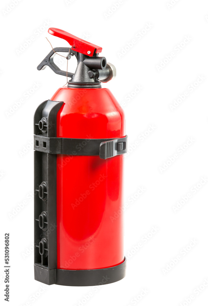Isolated red plombed portable fire extinguisher Isolated red plombed portable fire extinguisher
