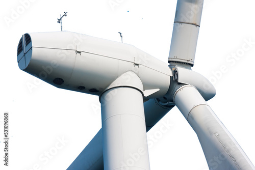 Close up of a huge windmill with transparent background