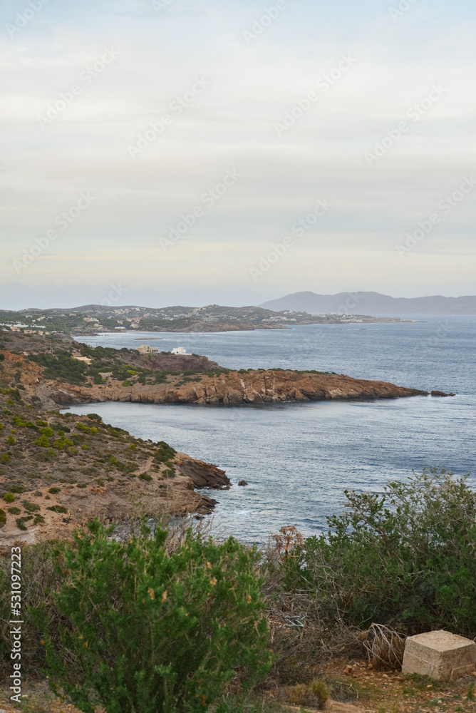 View from Cape Sounion on Aegean Sea and costline