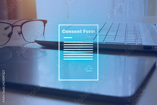 consent form user agreement in term of using personal data , privacy management and digital data protection