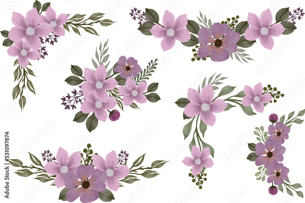 soft purple flower watercolor frame for wedding invitation Stock Vector ...