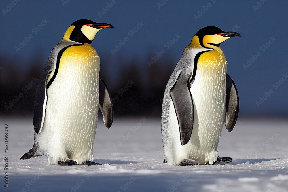 Fototapeta premium A Playful Emperor Penguin Frolics on the Ice