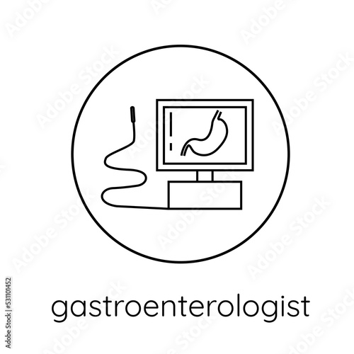 Line icon gastroenterology, gastroscopy.