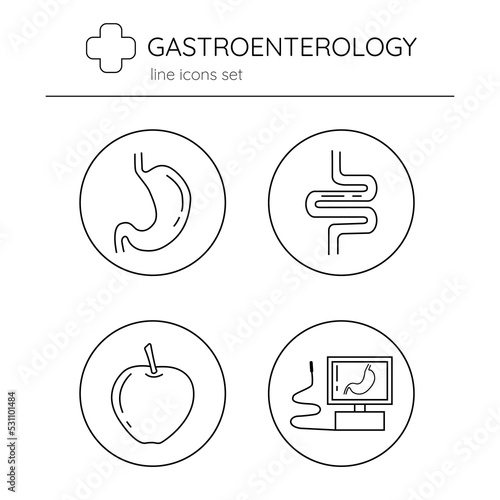 Line icons set of gastroenterology