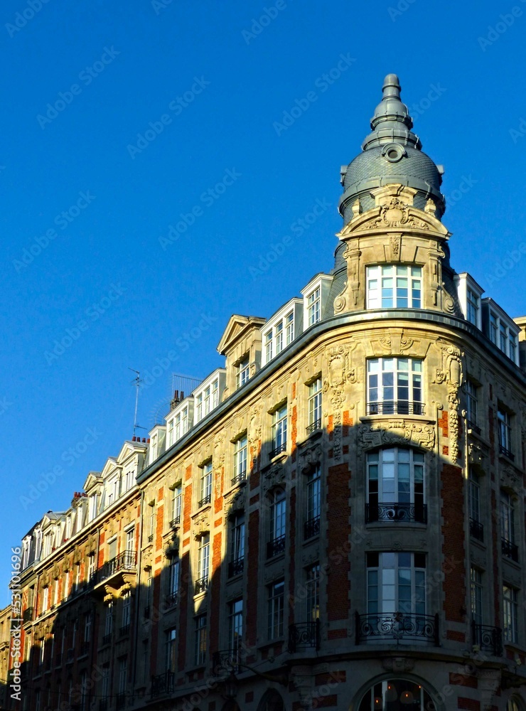 Naklejka premium Lille, September 2022: Magnificent facades of the buildings of Lille, the capital of Flanders