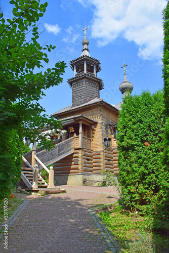 The wooden Pokrovsky Church was built in 1621. The author is unknown. In 2008, the restoration of the temple was completed. Borovsk, Russia, 08.01.2022.