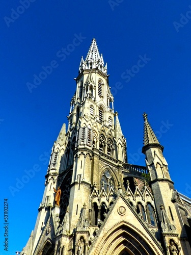 Lille, September 2022: Magnificent facades of the buildings of Lille, the capital of Flanders - Historic Monument : Religious monument - Church