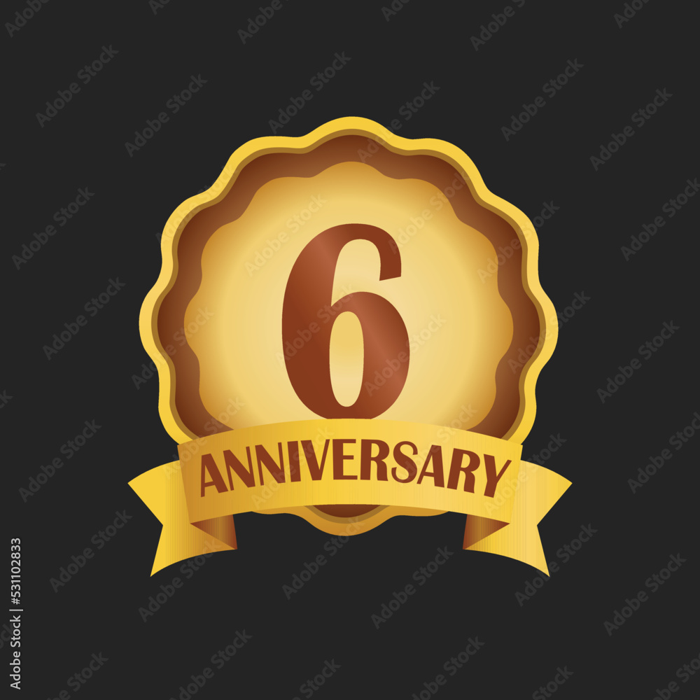 6th anniversary with golden badge 6th anniversary with golden badge
