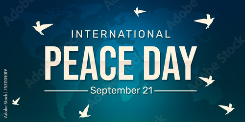 International Peace Day Cover Design with Blue background and birds sign. Peace Day Banner wallpaper photo
