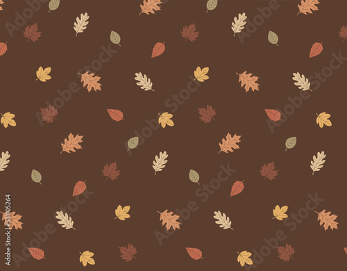 autumn leaves seamless fully customizable pattern swatch vector scalable dark brown background