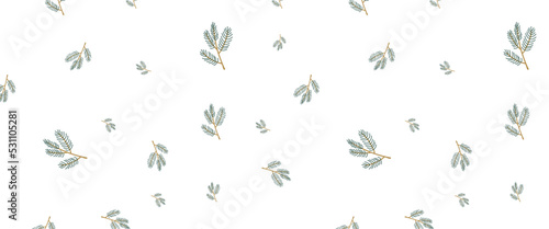 Vector seamless pattern with conifers branches © lady.l.lynx