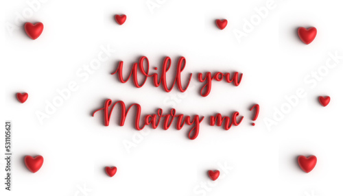 Will you marry me lettering 3d. Vector illustration three-dimensional