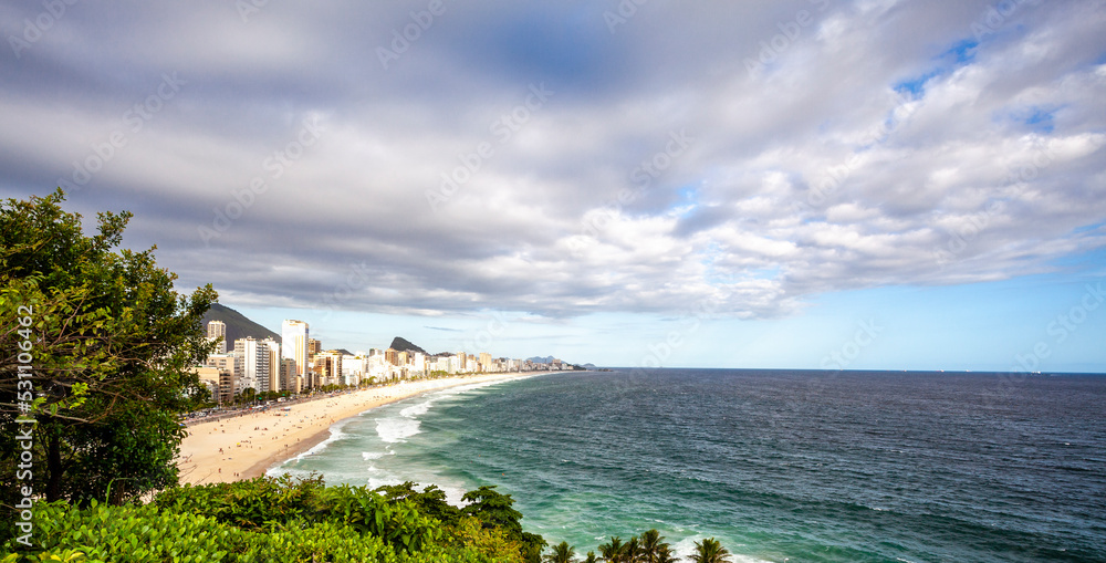 View at Ipanema beach and the ocean, Rio de Janeiro, Brazil, South America