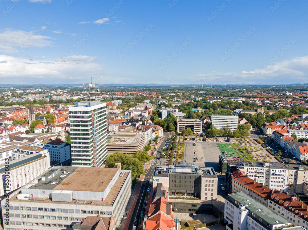 Großstadt Bielefeld Telekom Fernmelde Hochhaus am Kesselbrink Luftaufnahme Nordrhein-Westfalen
