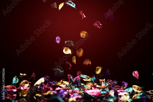 abstract background with falling color rose patal