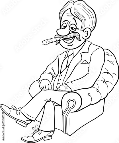 cartoon boss or businessman in armchair coloring page