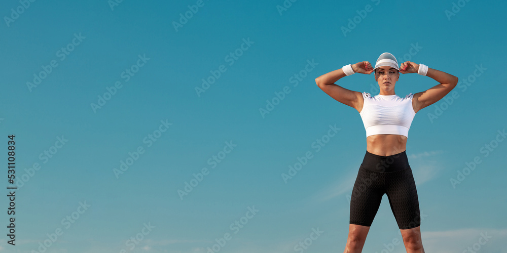 Banner image for fitness magazine. Fit girl for website template. Banner image for fitness magazine. Fit girl for website template.