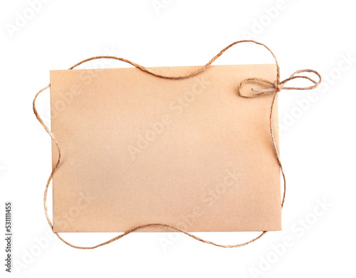 sheet of kraft paper and rope to the frame and place for text