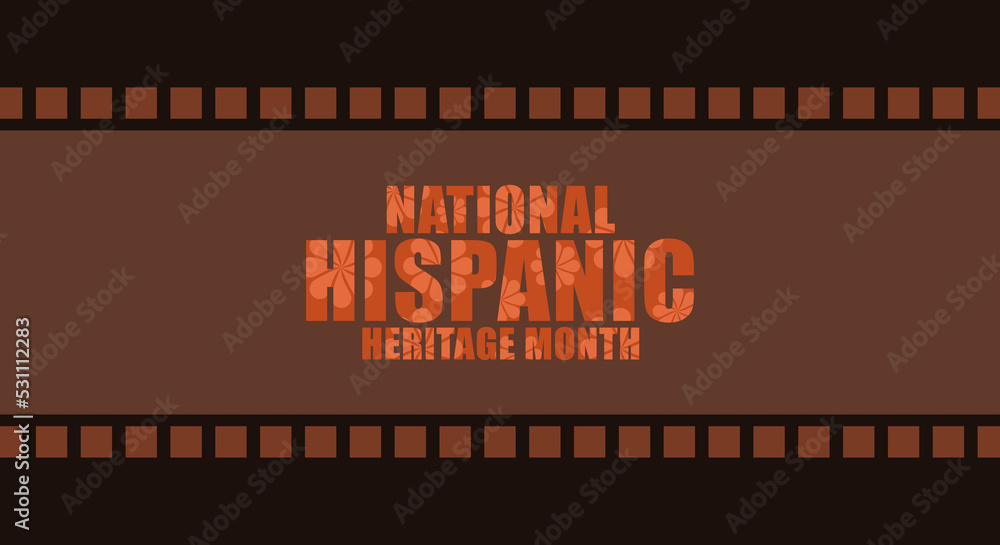 Hispanic heritage month. Abstract floral ornament background design, retro style with text, geometry