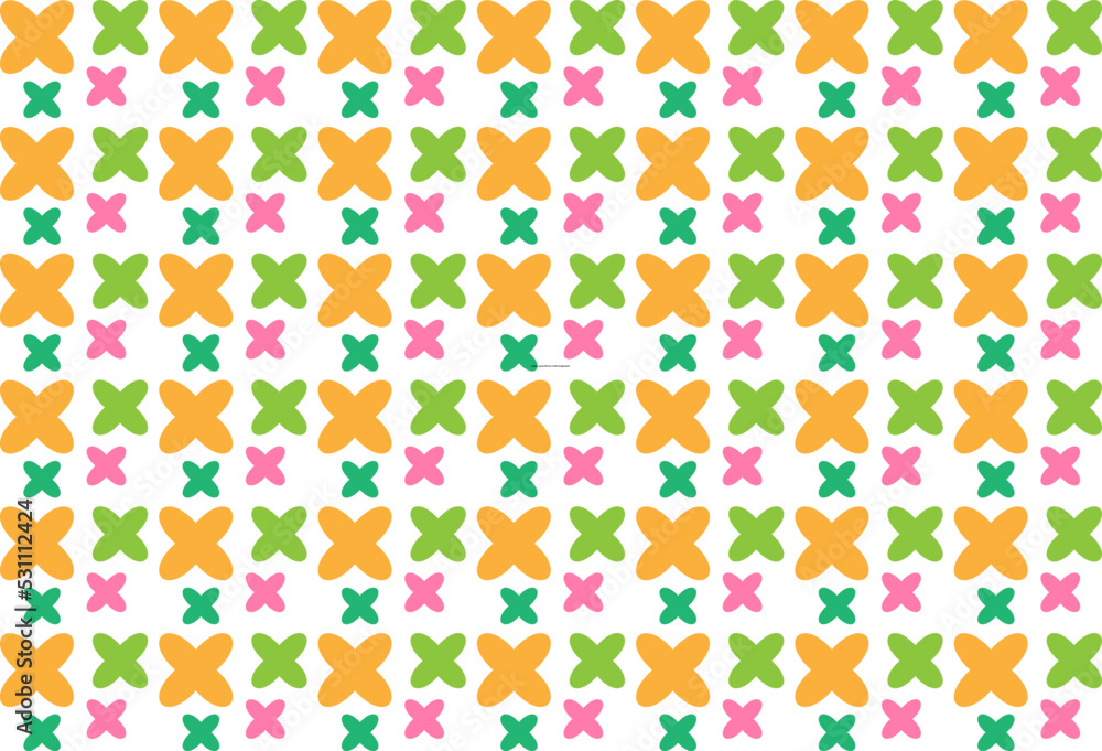 seamless pattern with flower  orange pink green