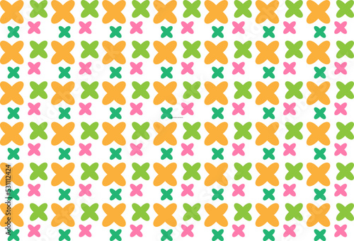 seamless pattern with flower orange pink green