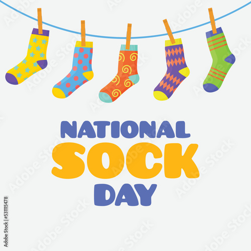 National Sock Day. Pair of colorful socks icon vector. Sock Day Poster, December 4.