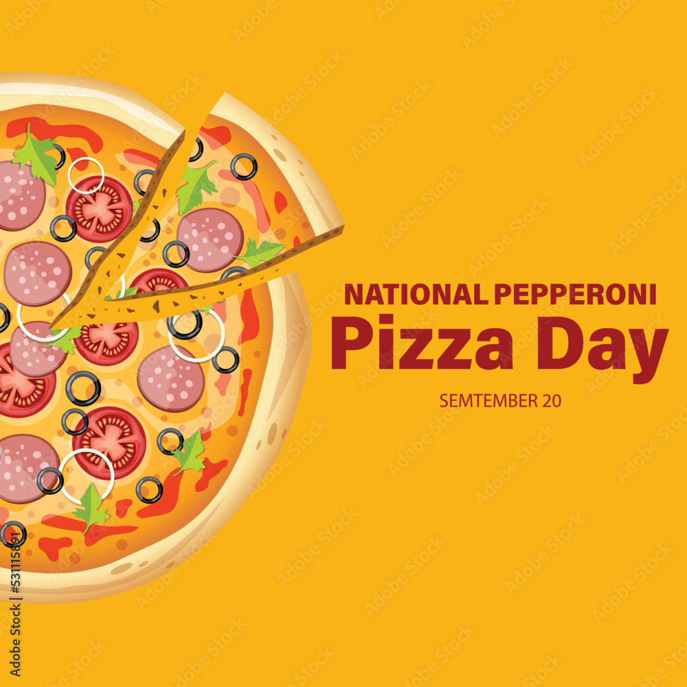 National Pepperoni Pizza Day vector. September 20. Pieces of pizza icon. American food. National Pepperoni Pizza Day vector. September 20. Pieces of pizza icon. American food.
