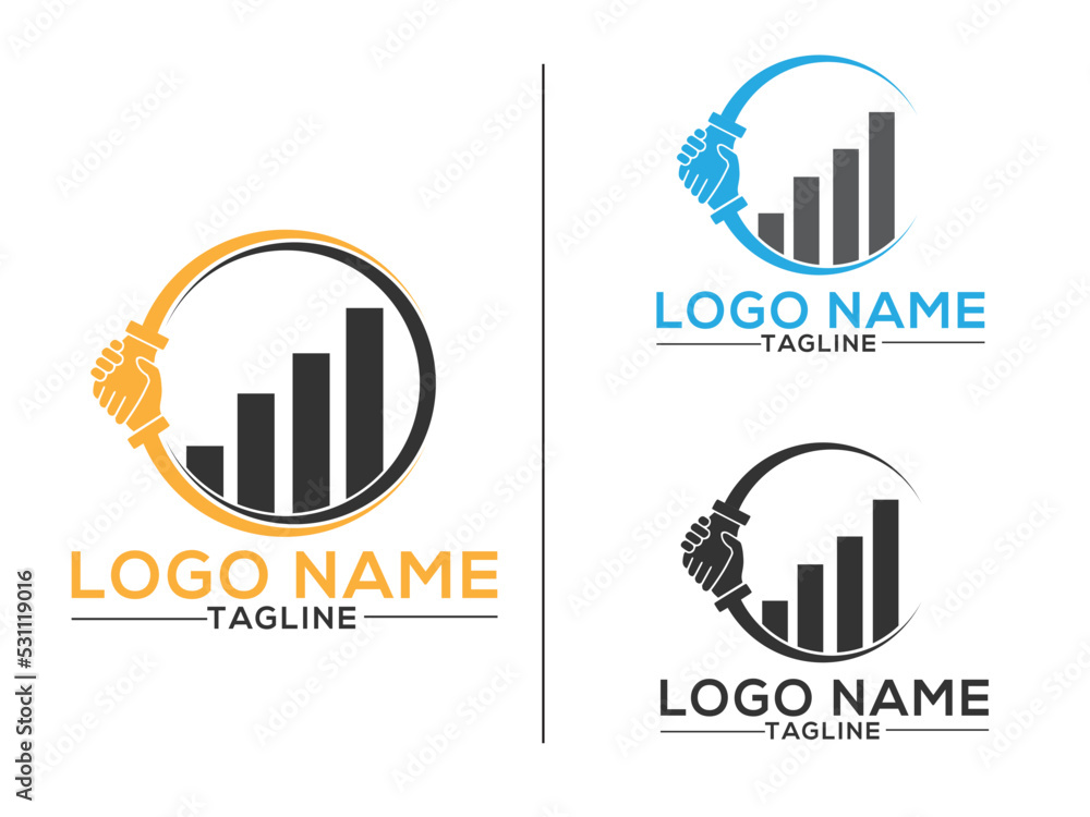 Financial logo design. Partnership financial logo. Agency logo. Business. Marketing. Premium vector