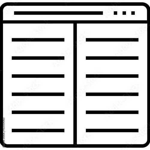 Two Columns Layout Line Vector Icon